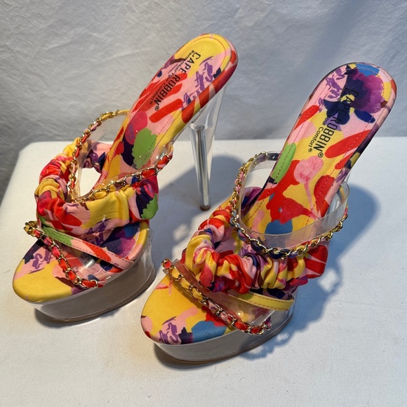 Cape Robbin Multicolor Floral Heels with Clear Platform - Picture 2 of 9